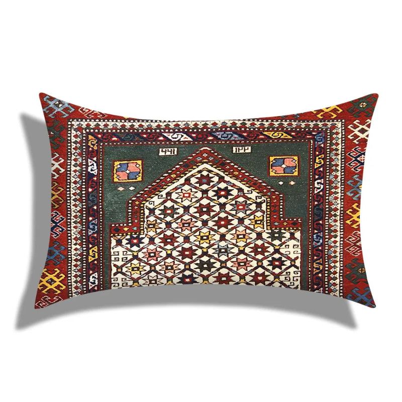 Decorative pillow with intricate geometric pattern on a white background
