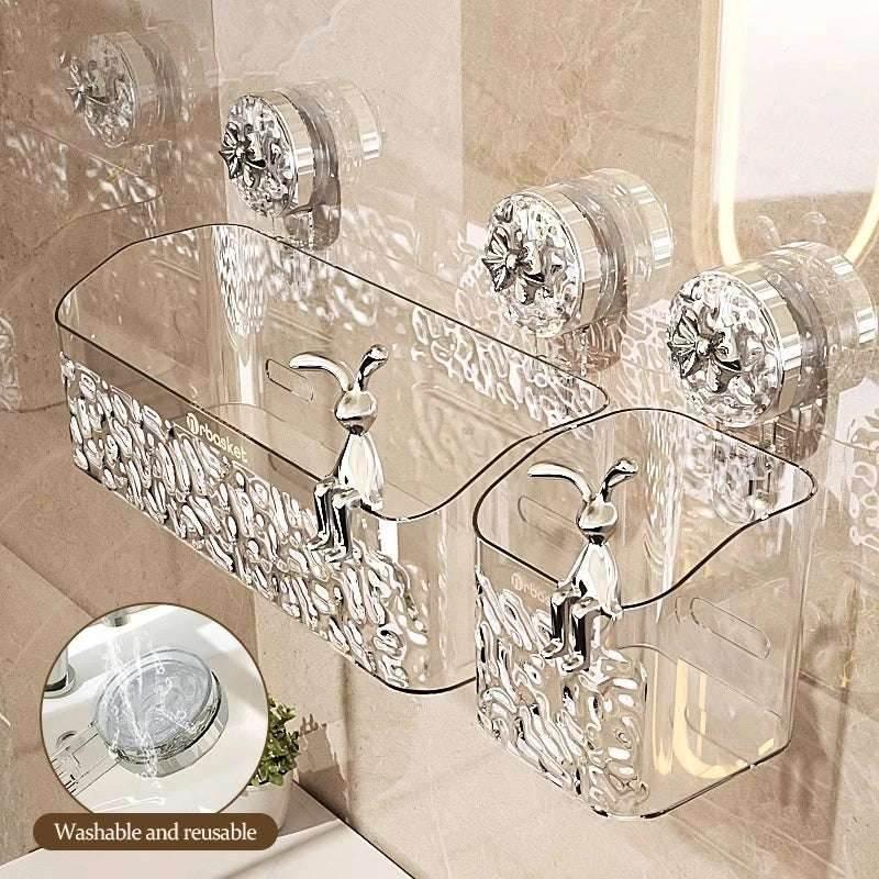 EMESA HOME Wall-Mounted Water Ripple Bathroom Storage Rack, No-Drill Suction Cup Basket - EMESA HOME™