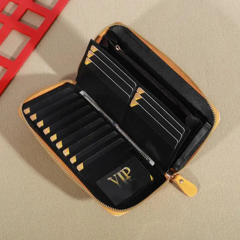 EMESA HOME Women’s RFID Blocking Wallet – High-Capacity Zipper Clutch with Multiple Card Slots