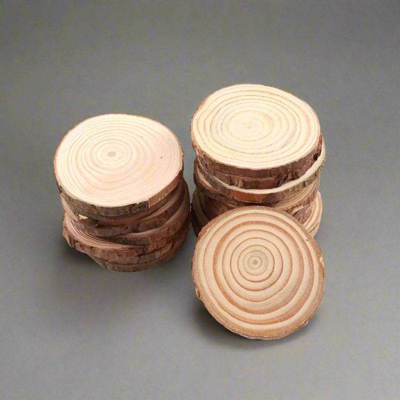 EMESA HOME Natural Pine Round Unfinished Wood Slices are versatile DIY craft materials that can be used for various projects... 5-6cm 5pcs thk 0.5cm