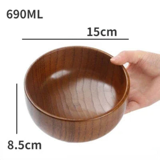 EMESA HOME Japanese Jujube Wood Small Soup and Salad Bowls, Solid Wood Retro Tableware for Home Use 010