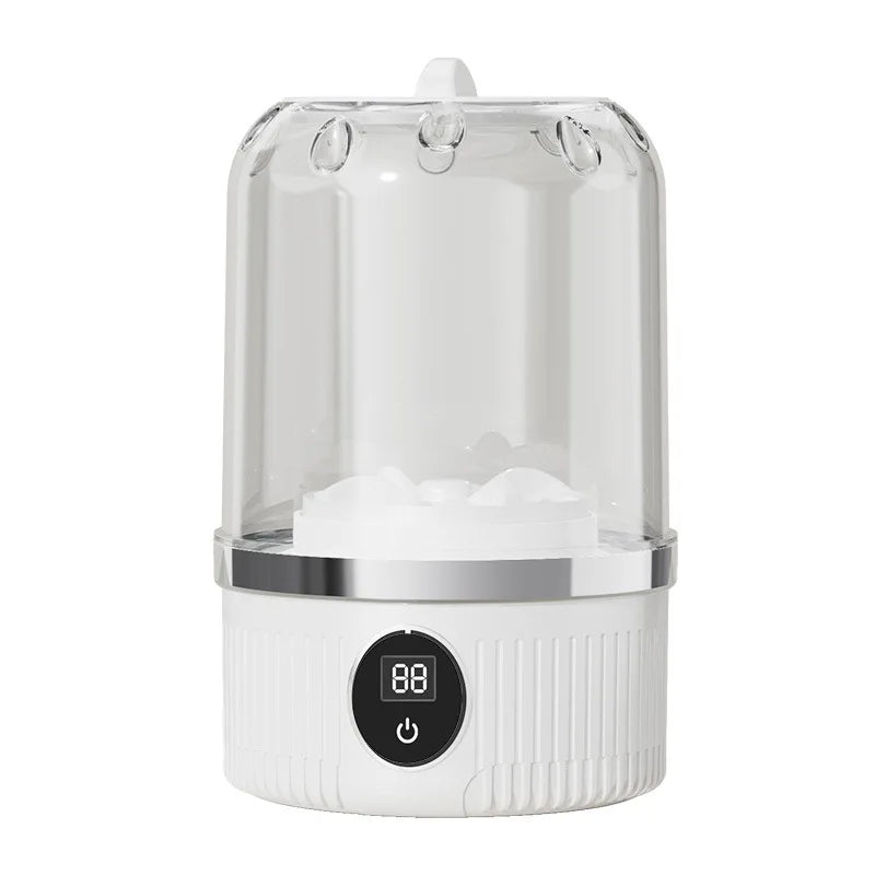 White humidifier with digital display on a white background