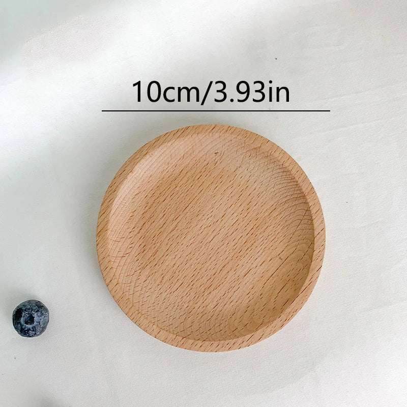 EMESA HOME Wheat Stalk Round Wooden Tray, Japanese-Style Heat-Resistant Dessert Plate for Coffee & Tea - Emesa Home