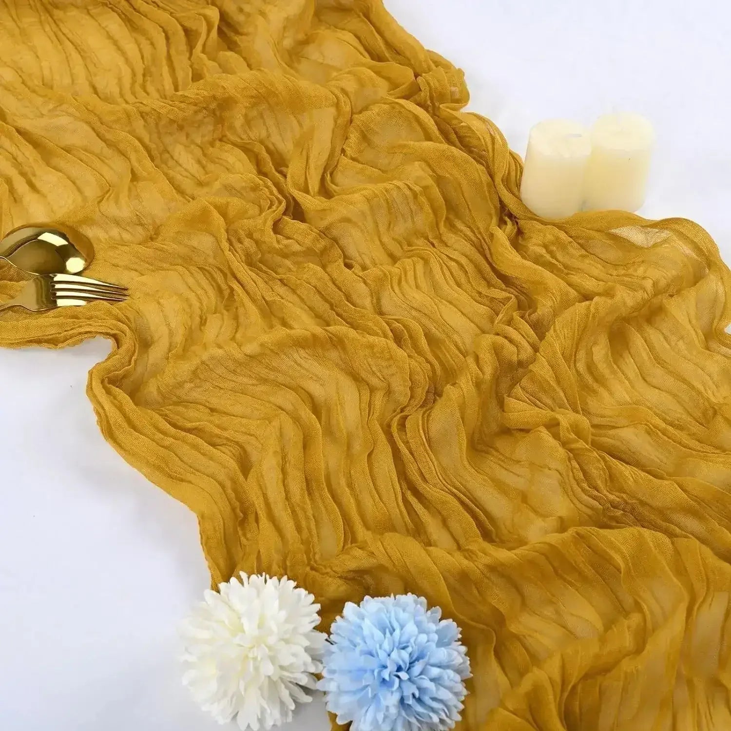 EMESA HOME Gauze Table Runner – 90×300cm Rustic Boho Table Decor for Dining, Wedding, Party, or Decoration - EMESA HOME™