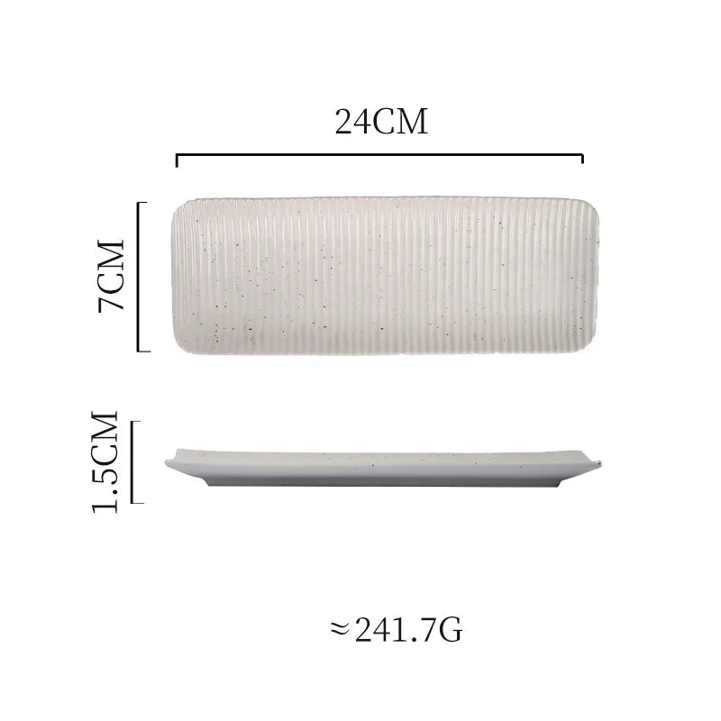 EMESA HOME Japanese-Style Rectangular Ceramic Serving Plate – Elegant Sushi, Fish & Grill Dish for Home, Hotel & Restaurant Dining