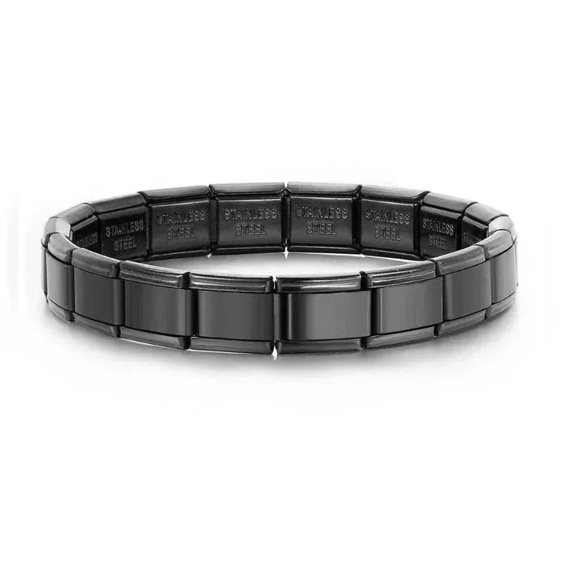 EMESA HOME 9mm Italian Charm Bracelet – Fashion Stainless Steel Elastic Link Chain Bangle, DIY Customizable Jewelry for Women & Men - EMESA HOME™