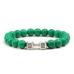 EMESA HOME Volcanic Stone Bead Bracelet – Matte Black Lava & White Dumbbell Charm Fitness Jewelry for Men & Women - EMESA HOME™