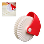 Red and white cupcake liner maker on a white background