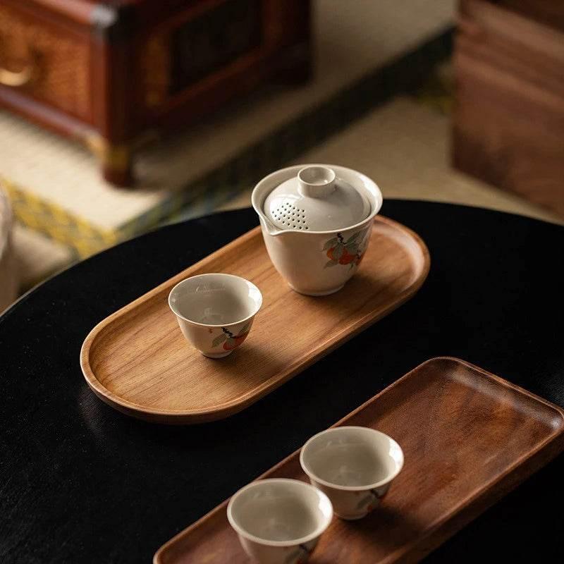 EMESA HOME Japanese-Style Solid Wood Food Tray – Round & Rectangle Dessert Plate, Snack, Fruit, Tea Saucer, Bread Serving Board - EMESA HOME™