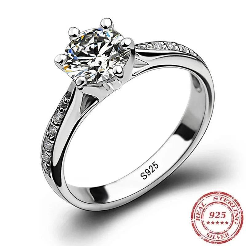 EMESA HOME Luxury 925 Sterling Silver Women’s Ring – Six-Claw 0.70ct Imitation Diamond, Classic & Elegant Jewelry - EMESA HOME™