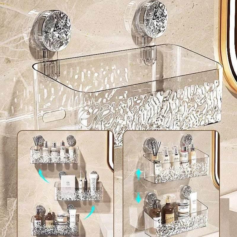EMESA HOME Wall-Mounted Water Ripple Bathroom Storage Rack, No-Drill Suction Cup Basket - EMESA HOME™
