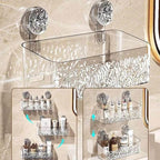 EMESA HOME Wall-Mounted Water Ripple Bathroom Storage Rack, No-Drill Suction Cup Basket - EMESA HOME™