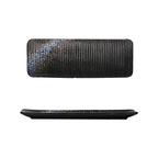 Two black textured trays on a white background
