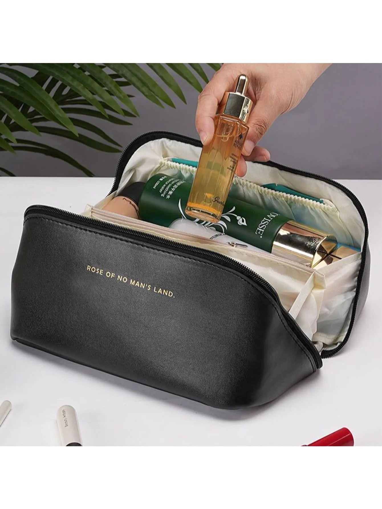 EMESA HOME Women’s Large Travel Cosmetic Bag – Leather Makeup Organizer, Luxury Toiletry Storage Case & Makeup Pouch - Emesa Home