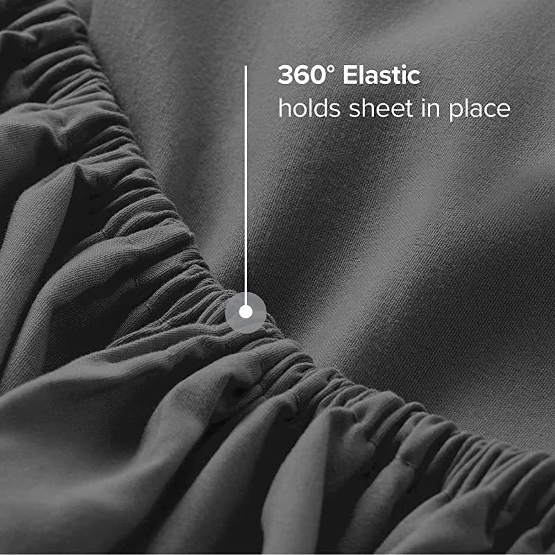 The EMESA HOME 100% Cotton Fitted Bed Sheet is a high-quality, non-slip, and adjustable bedsheet designed for various bed sizes. - Emesa Home