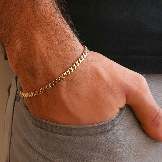 The EMESA HOME Chunky Miami Curb Chain Bracelet is a bold and stylish accessory designed for those who appreciate a statement piece of jewelry - Emesa Home