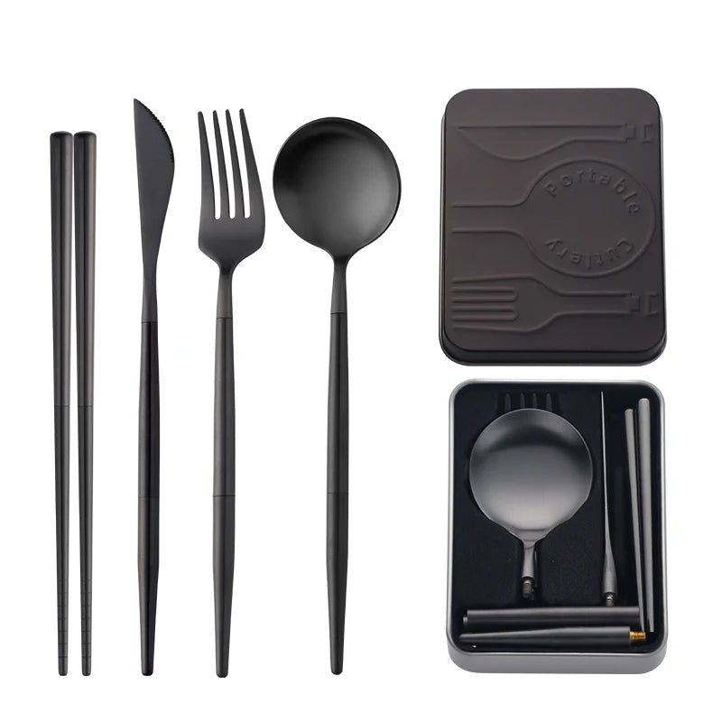 EMESA HOME 5pcs/set Portable Gold Flatware Set - Emesa Home