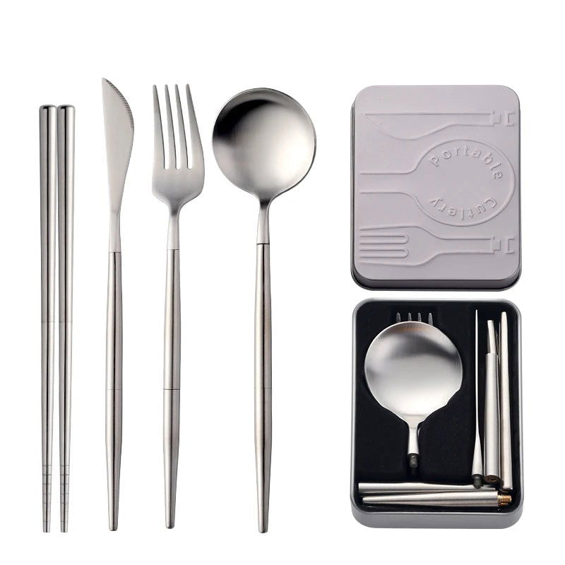 EMESA HOME 5pcs/set Portable Gold Flatware Set - Emesa Home